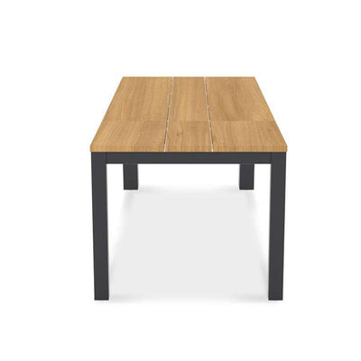 Planka aluminum front extending table 250/180 x 90 x 77 cm brushed teak grade A with aluminum frame