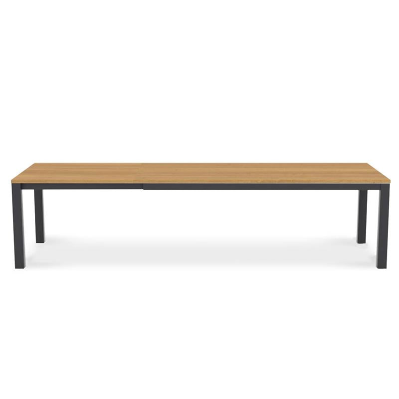 Table extensible Planka en aluminium 310/210 x 100 x 77 cm en teck brossé de qualité A avec cadre en aluminium