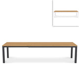 Table extensible Planka en aluminium 310/210 x 100 x 77 cm en teck brossé de qualité A avec cadre en aluminium