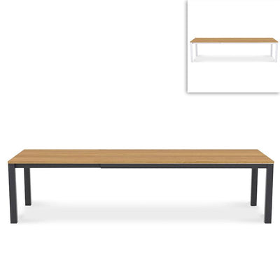 Planka Alu-Frontausziehtisch 310/210 x 100 x 77 cm Teak Grade A gebürstet mit Aluminiumgestell