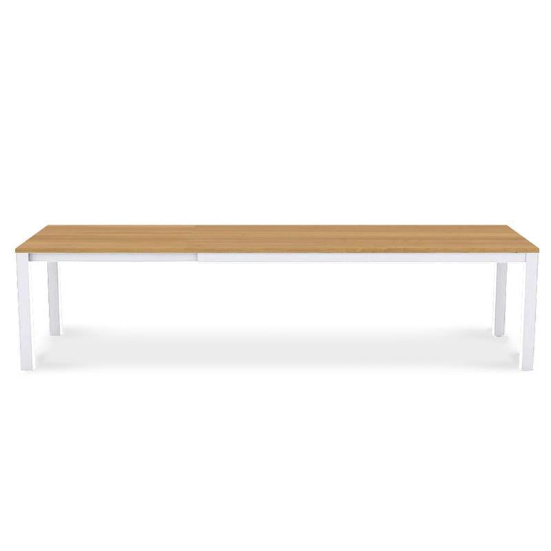 Table extensible Planka en aluminium 310/210 x 100 x 77 cm en teck brossé de qualité A avec cadre en aluminium