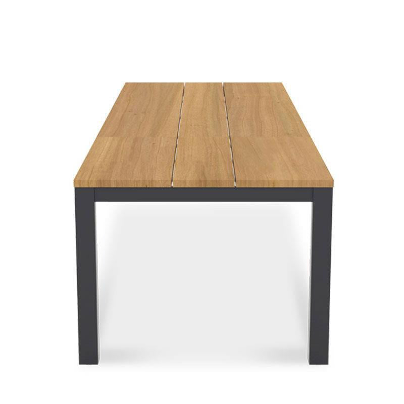 Table extensible Planka en aluminium 310/210 x 100 x 77 cm en teck brossé de qualité A avec cadre en aluminium