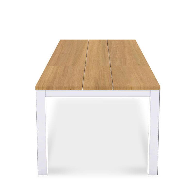 Table extensible Planka en aluminium 310/210 x 100 x 77 cm en teck brossé de qualité A avec cadre en aluminium