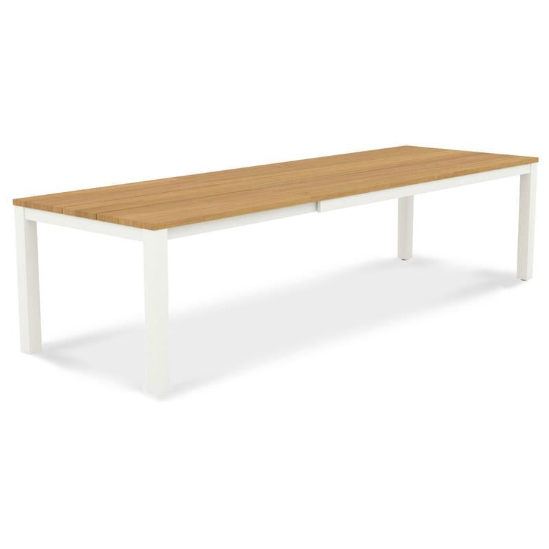 Table extensible Planka en aluminium 310/210 x 100 x 77 cm en teck brossé de qualité A avec cadre en aluminium