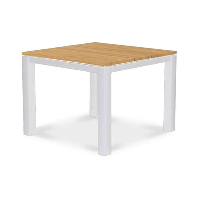 Planka aluminum dining table 100x100x76cm powder-coated teak grade A brushed with aluminum frame