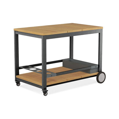 Planka aluminum serving trolley 100x60x76cm brushed teak grade A with aluminum frame