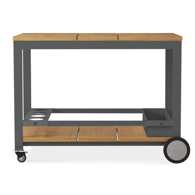Planka aluminum serving trolley 100x60x76cm brushed teak grade A with aluminum frame
