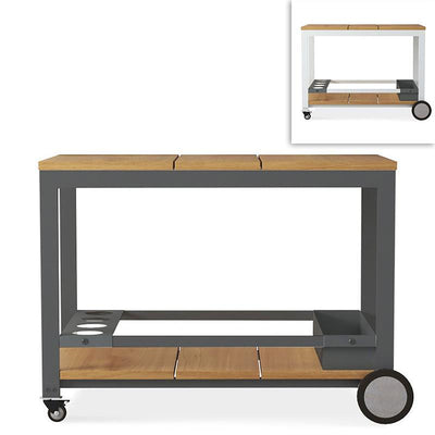 Planka aluminum serving trolley 100x60x76cm brushed teak grade A with aluminum frame