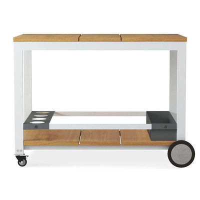 Planka aluminum serving trolley 100x60x76cm brushed teak grade A with aluminum frame