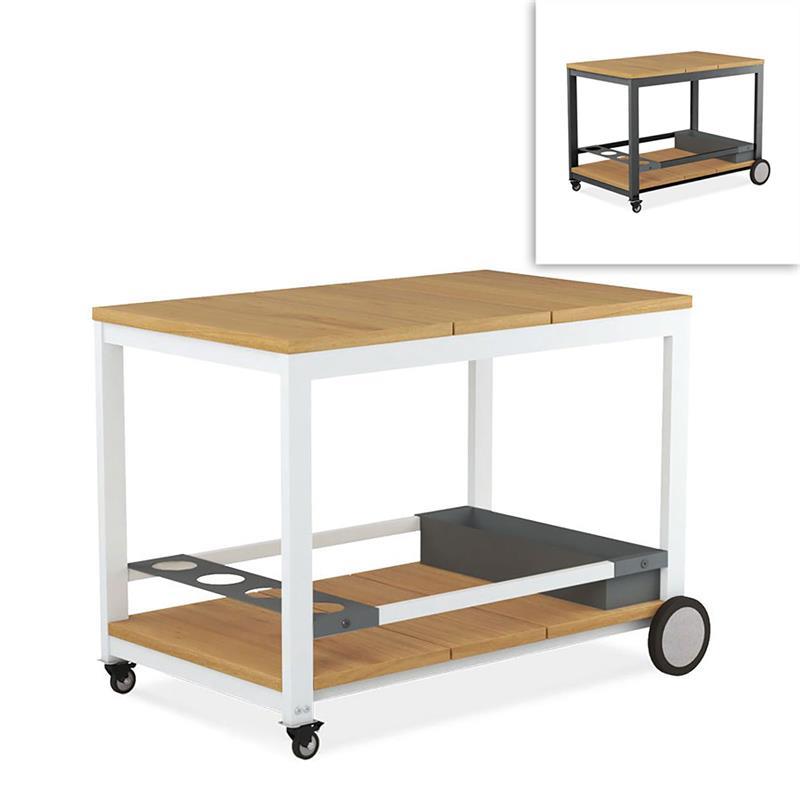 Planka aluminum serving trolley 100x60x76cm brushed teak grade A with aluminum frame