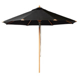 Cinas Parasol Pomino 330cm round Black - Hardwood frame in teak look with folding fitting