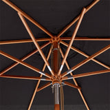Cinas Parasol Pomino 330cm round Black - Hardwood frame in teak look with folding fitting