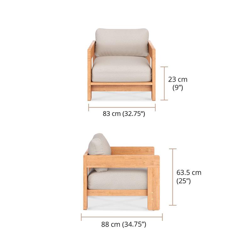 Rae 1-seater sofa 84 x 88 x 63.5 cm - Recycled teak
