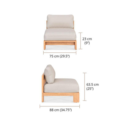 Canapé Rae Module Central 1 Place 75 x 88 x 63 cm - Teck Recyclé