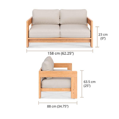 Rae Sofa 2-Sitzer  158 x 88  x 63,5 cm - Recycled Teakholz