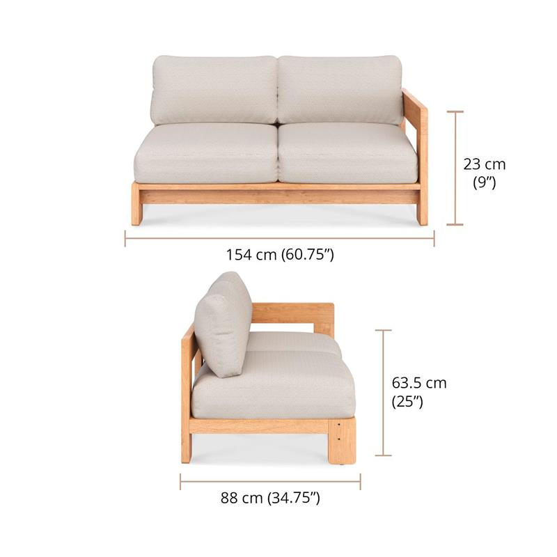 Module latéral gauche du canapé Rae 154 x 88 x 63,5 cm - Teck recyclé