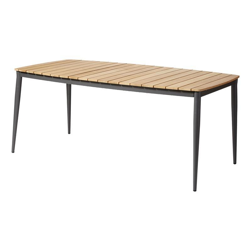 Table Rio 180 x 90 cm rectangulaire en aluminium anthracite thermolaqué avec plateau en teck
