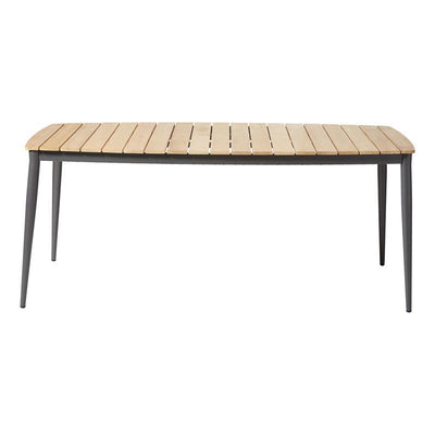 Table Rio 180 x 90 cm rectangulaire en aluminium anthracite thermolaqué avec plateau en teck