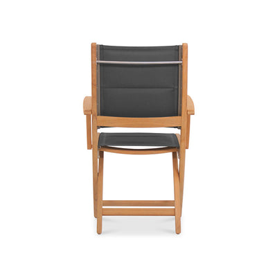 Rivera Faltstuhl DELUXE - gepolstert mit Armlehne - Teak GRADE A + Batyline + Edelstahlbeschläge