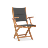 Chaise pliante Rivera DELUXE - tapissée avec accoudoirs - Teck GRADE A + Batyline + ferrures en acier inoxydable