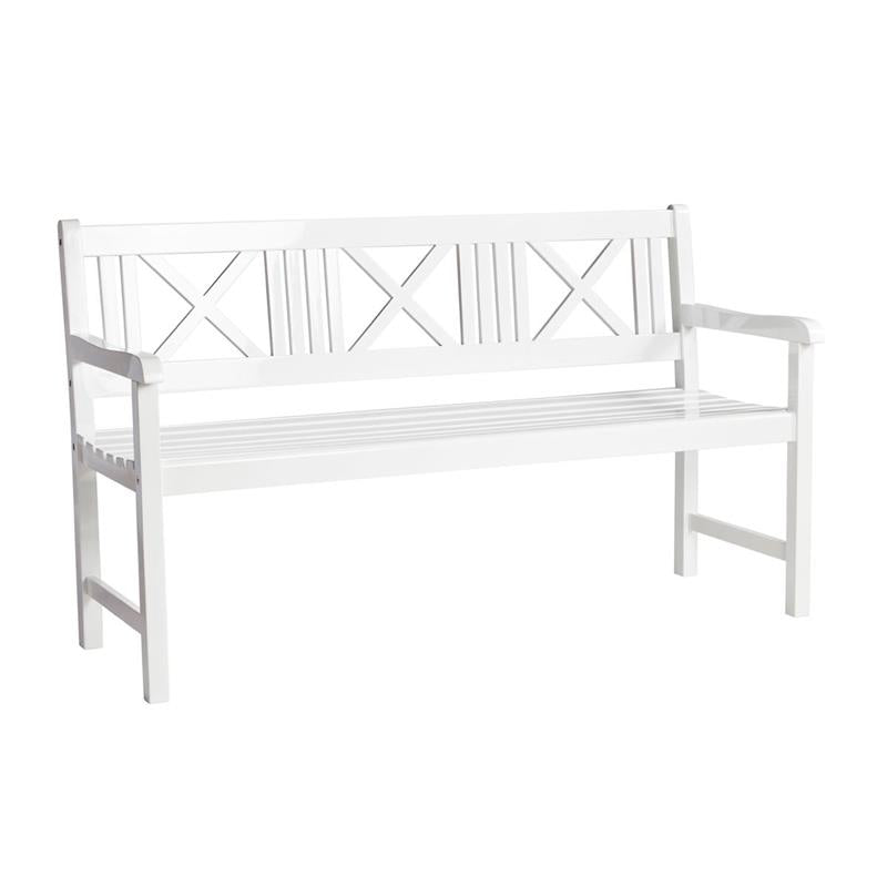 Rosenborg garden set - table + bench + 2x chairs - certified mahogany wood, glossy white lacquered