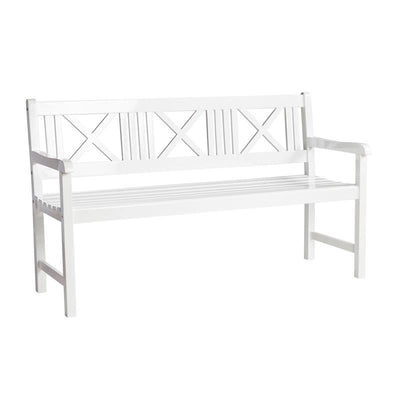 Ensemble de jardin Rosenborg - table + banc + 2x chaises - bois d'acajou certifié, laqué blanc brillant