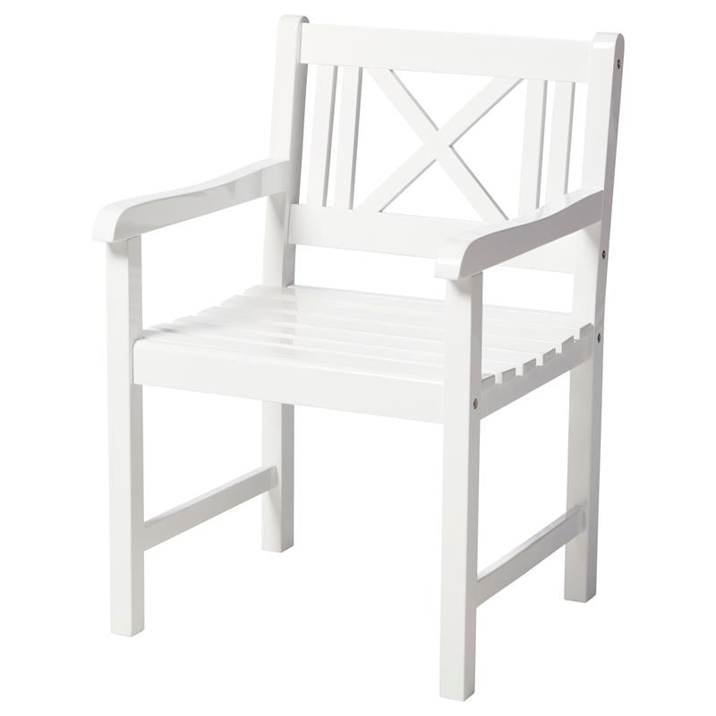 Rosenborg garden set - table + bench + 2x chairs - certified mahogany wood, glossy white lacquered