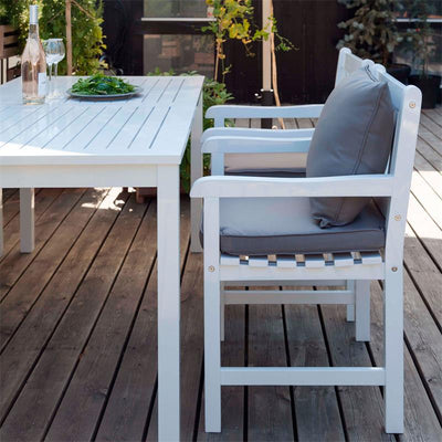 Table de jardin Rosenborg 165 x 80 x 75 cm - Bois d'acajou certifié, laqué blanc brillant