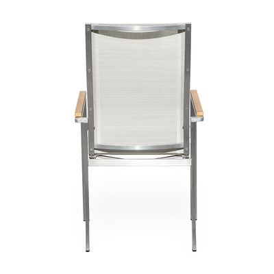 Chaise empilable relax Alzette à dossier haut inclinable - inox avec Batyline