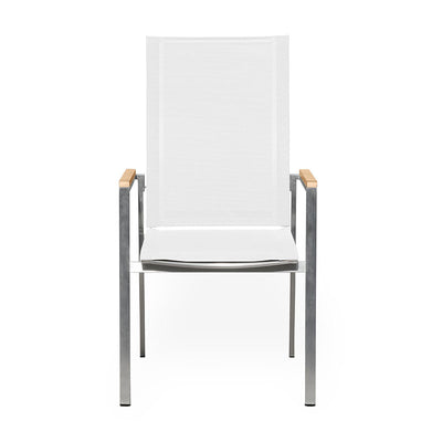 Chaise empilable relax Alzette à dossier haut inclinable - inox avec Batyline