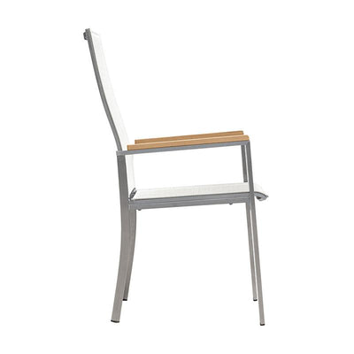Chaise empilable relax Alzette à dossier haut inclinable - inox avec Batyline