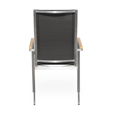 Chaise empilable relax Alzette à dossier haut inclinable - inox avec Batyline