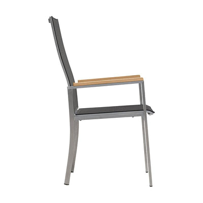 Chaise empilable relax Alzette à dossier haut inclinable - inox avec Batyline