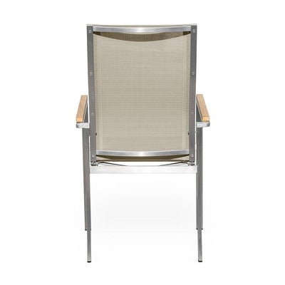 Chaise empilable relax Alzette à dossier haut inclinable - inox avec Batyline
