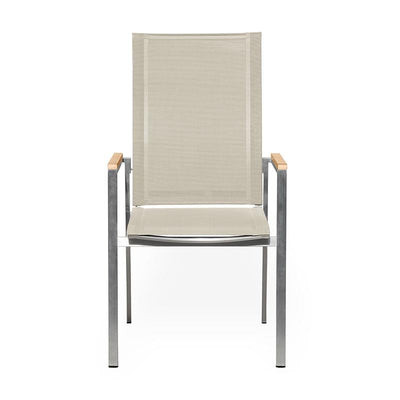 Chaise empilable relax Alzette à dossier haut inclinable - inox avec Batyline