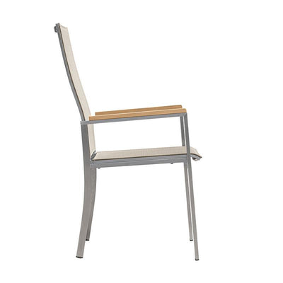 Chaise empilable relax Alzette à dossier haut inclinable - inox avec Batyline
