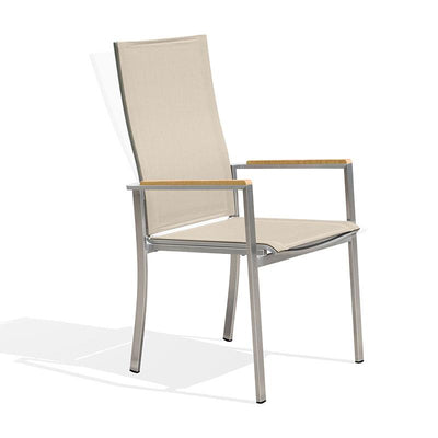 Chaise empilable relax Alzette à dossier haut inclinable - inox avec Batyline