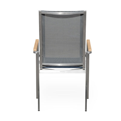 Chaise empilable relax Alzette à dossier haut inclinable - inox avec Batyline