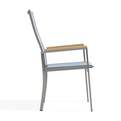Chaise empilable relax Alzette à dossier haut inclinable - inox avec Batyline