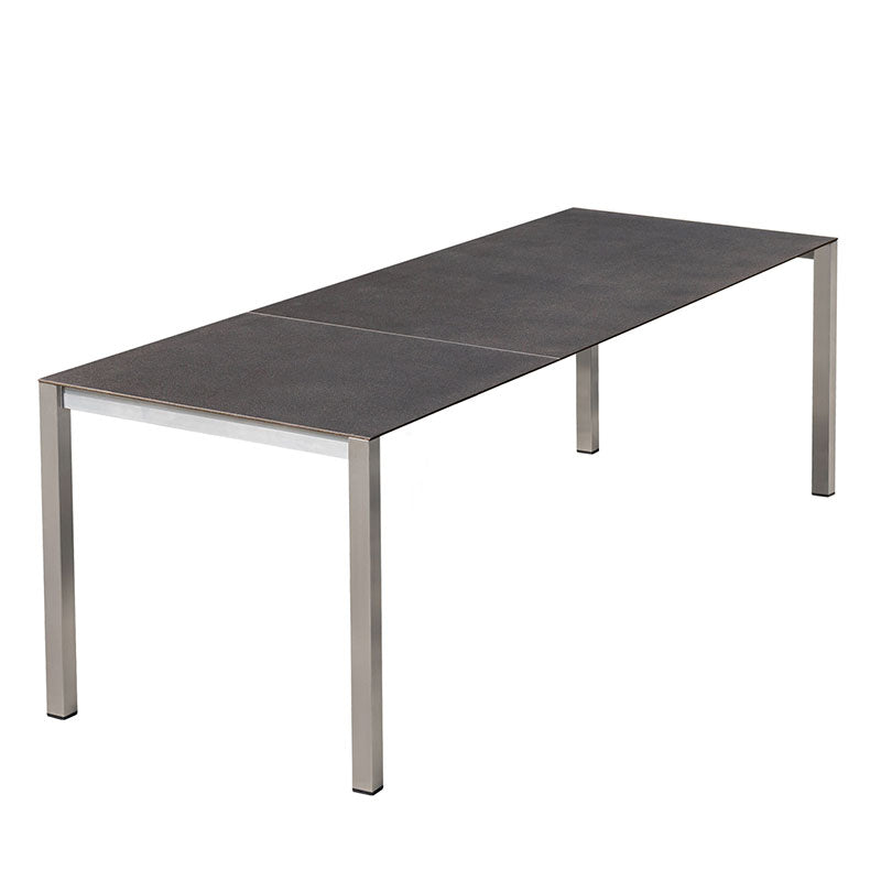 Table extensible frontale Marikk 210/140 x 70 x 75 cm plateau en céramique avec structure en acier inoxydable