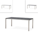 Table extensible frontale Marikk 320/260/200x99,5 cm plateau en céramique avec structure en acier inoxydable