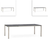 Table extensible frontale Marikk 320/260/200x99,5 cm plateau en céramique avec structure en acier inoxydable