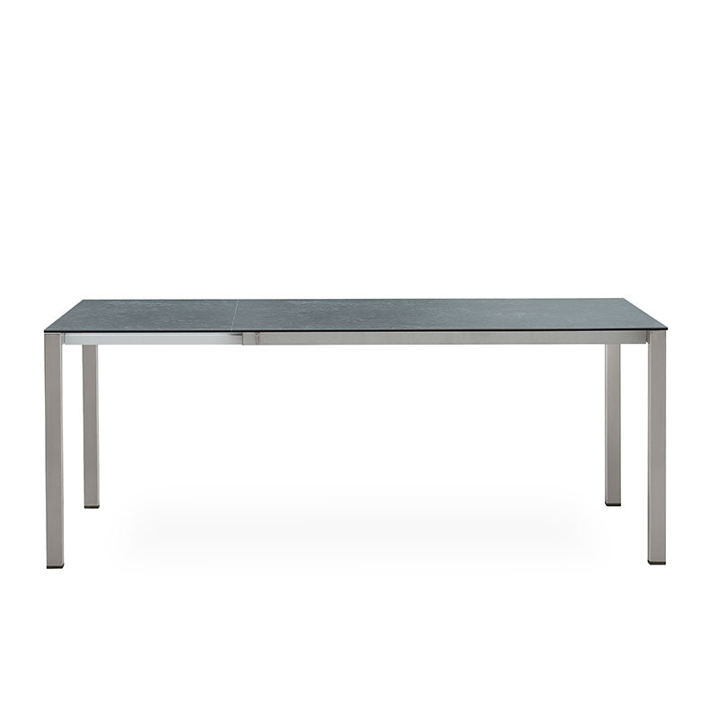 Table extensible frontale Marikk 210/140 x 70 x 75 cm plateau en céramique avec structure en acier inoxydable