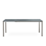 Table extensible frontale Marikk 210/140 x 70 x 75 cm plateau en céramique avec structure en acier inoxydable