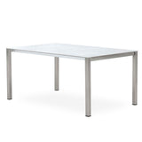 Table extensible frontale Marikk 280/220/160x99,5 cm plateau en céramique avec structure en acier inoxydable