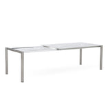 Table extensible frontale rotative Marikk 220/160x99,5 cm plateau en céramique avec structure en acier inoxydable