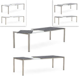 Table extensible frontale rotative Marikk 220/160x99,5 cm plateau en céramique avec structure en acier inoxydable