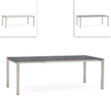 Table extensible frontale rotative Marikk 220/160x99,5 cm plateau en céramique avec structure en acier inoxydable