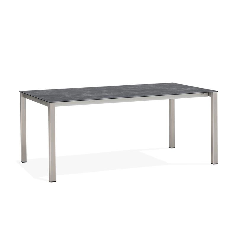 Table extensible frontale rotative Marikk 240/180x99,5 cm plateau en céramique avec structure en acier inoxydable