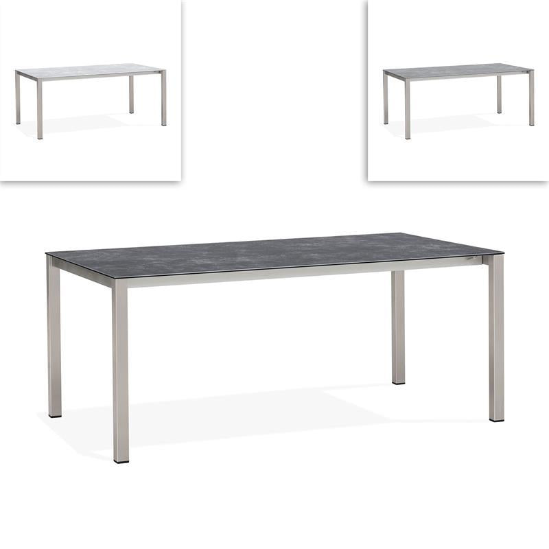 Table extensible frontale rotative Marikk 240/180x99,5 cm plateau en céramique avec structure en acier inoxydable